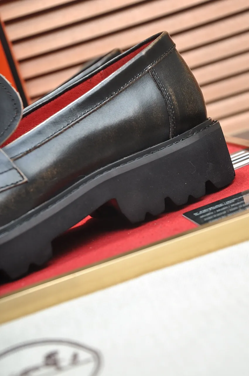 Men's Men's Shoes💰560💶[[HERMES]] (High-end Niuli) New 🍀 HERMES - top version of Ferragamo's classic casual leather shoes! Made of imported original cowhide, the inner top layer is comfortable cowhide lining! Original wear-resistant rubber outsole! High quality products! Code number 38-45 (45 customized)